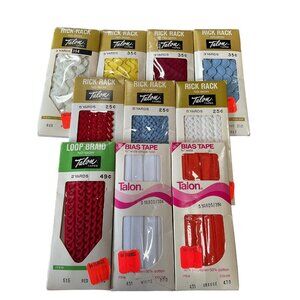 Vintage Talon Sewing Trim Rick Rack Bias Tape 2-5 Yards Each Assorted Colors